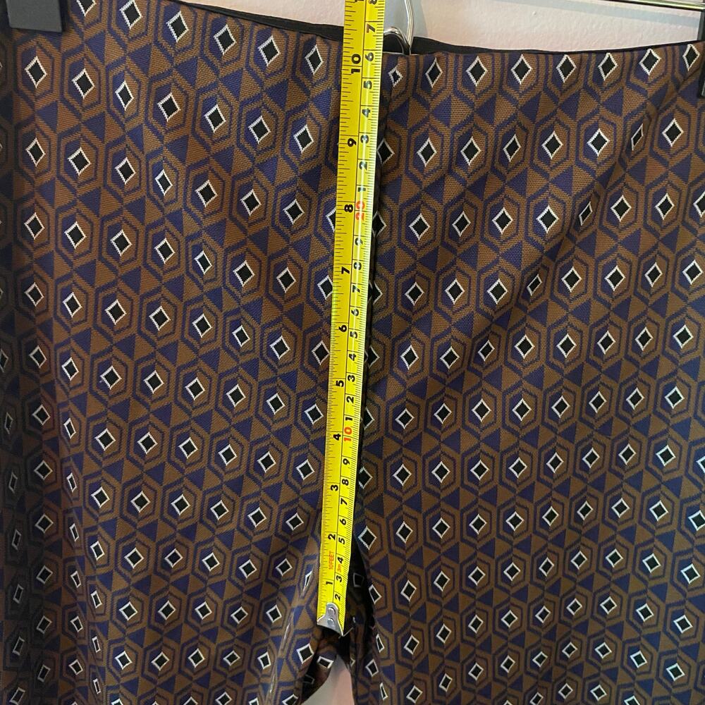 Zara Brown Navy Patterned Stretchy Straight Leg Dress Pants Boho Women's Small - Picture 11 of 12